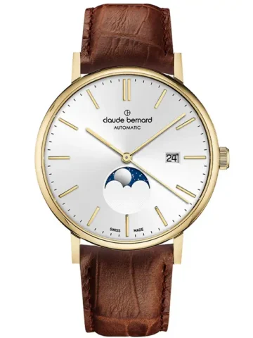 80501-37j-aid CLAUDE BERNARD SLIM LINE AUTOMATIC MOON PHASE 80501-37J-AID
